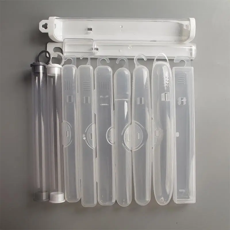 Dustproof Transparent Toothbrush Storage Box Portable Plastic Organizer for Business Travel Bathroom