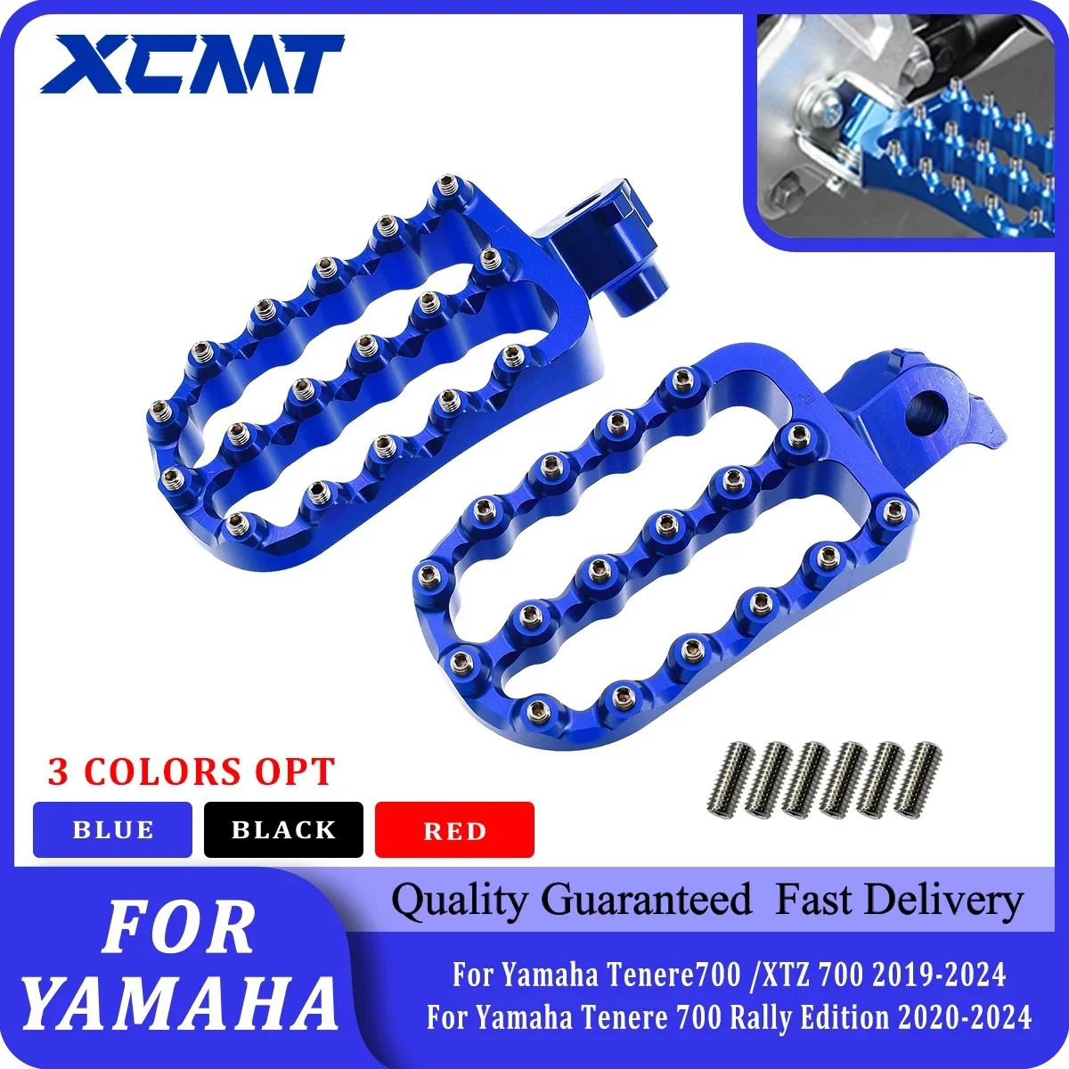 

For Yamaha Tenere 700 XTZ 700 2019-2024 Motorcycle Foot Pegs Foot Rest Footpegs Forged Wide T700 XTZ700 Tenere700 Rally Edition