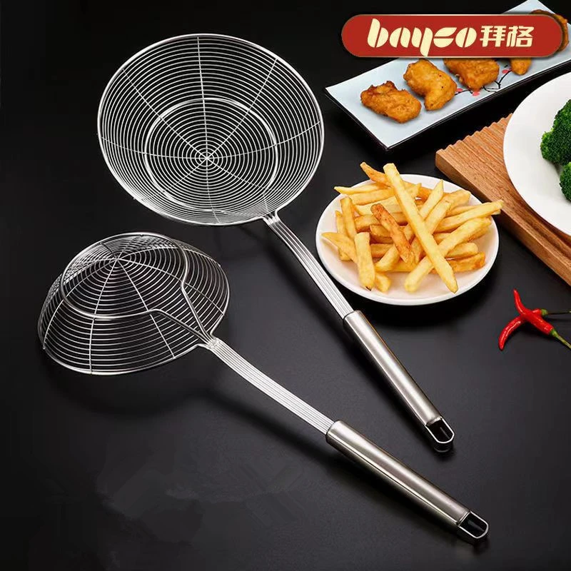 Stainless Steel  Colander with Long Handle Large Noodles Hot Pot Soy Oil Filter Spoon  Flour Sieve Food Strainer Kitchen Tools