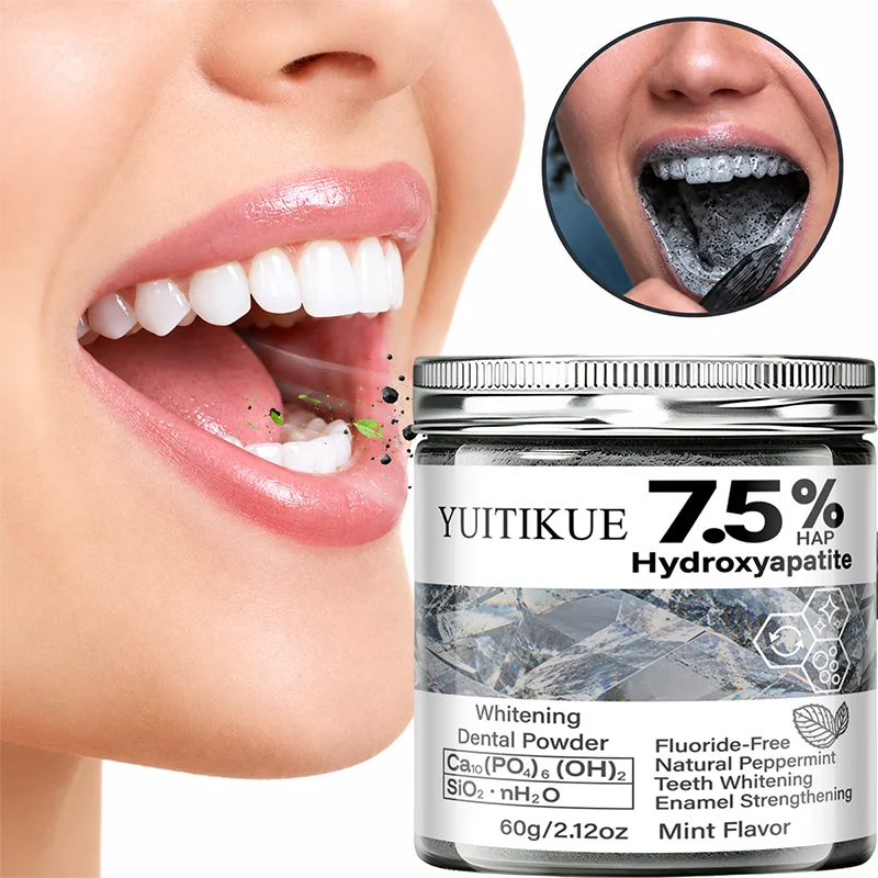 YUITIKUE Whitening Dental Powder 60g - Hydroxyapatite Fluoride Free Mint Flavor Teeth Care