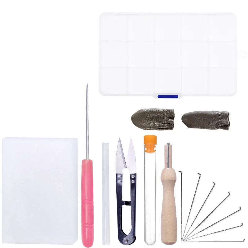 15 pcs/set DIY Felting Tools Felt Kit with Needle Craft Kit Scissor Awl Wool Felting Accessories Tools Felting Craft Handmade