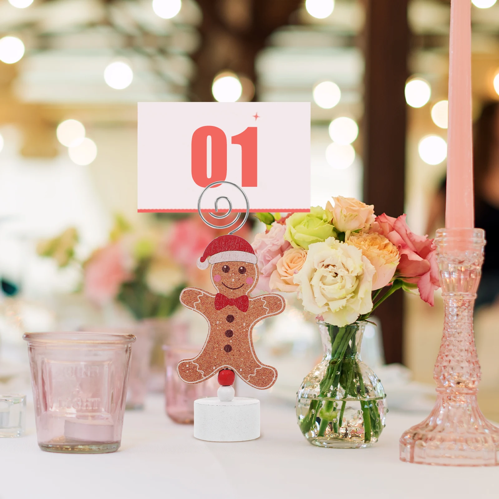 Gingerbread Man Table Card Holder Memo Clip Holders Photo Stand Check Name Desk Picture