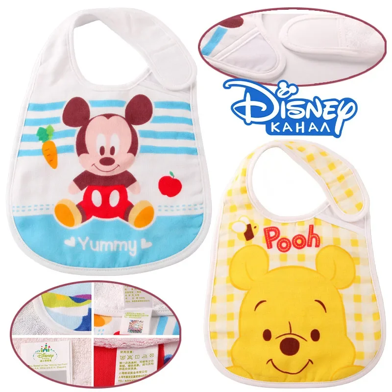 Disney Mickey Mouse Baby Drool Towel Pooh Bear Winnie Soft Cotton Towel High Absorbent Stylish Floral Bib Kids Anime Burp Cloth