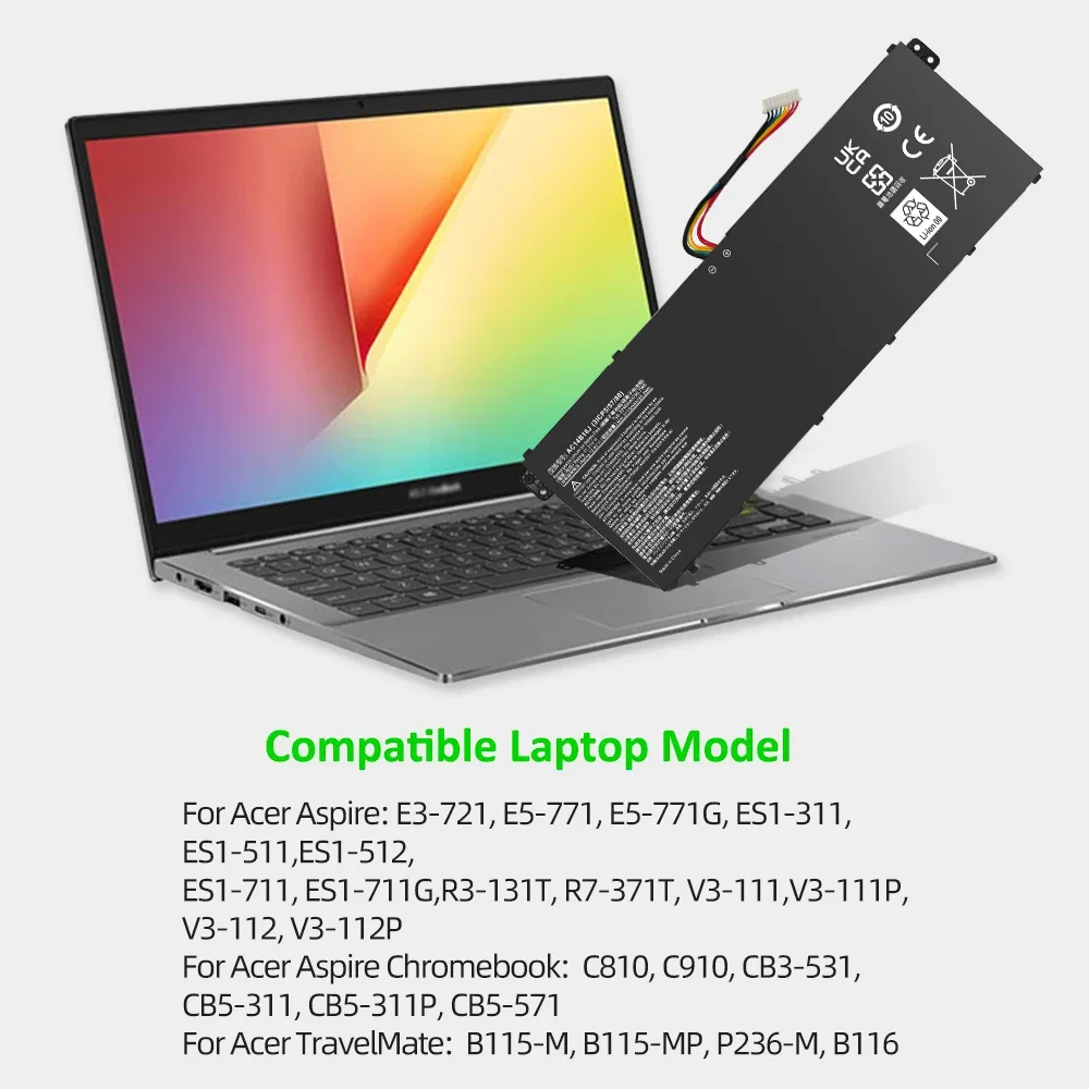 بطارية لأكر ES 15 ، ، أو ، أو كرومبوك 11 ، أو 13 ، أو 15 ، أو ، أو رحلة ، أو رحلة ، أو B116