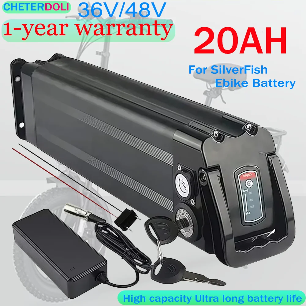 36V 20Ah / 48V 15-20AH Higher Quality Silverfish 18650 Lithium Ion Battery Pack – Compatible with 250W-1000W, with Charger