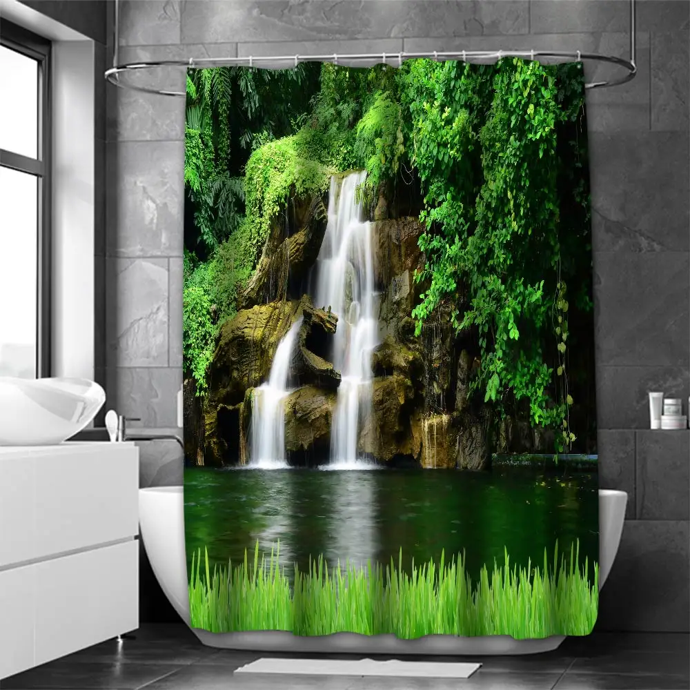 

Scenic Waterfall Bathing Curtain Bathroom Shower Curtain Waterproof With 12 Hooks Home Deco Free Ship