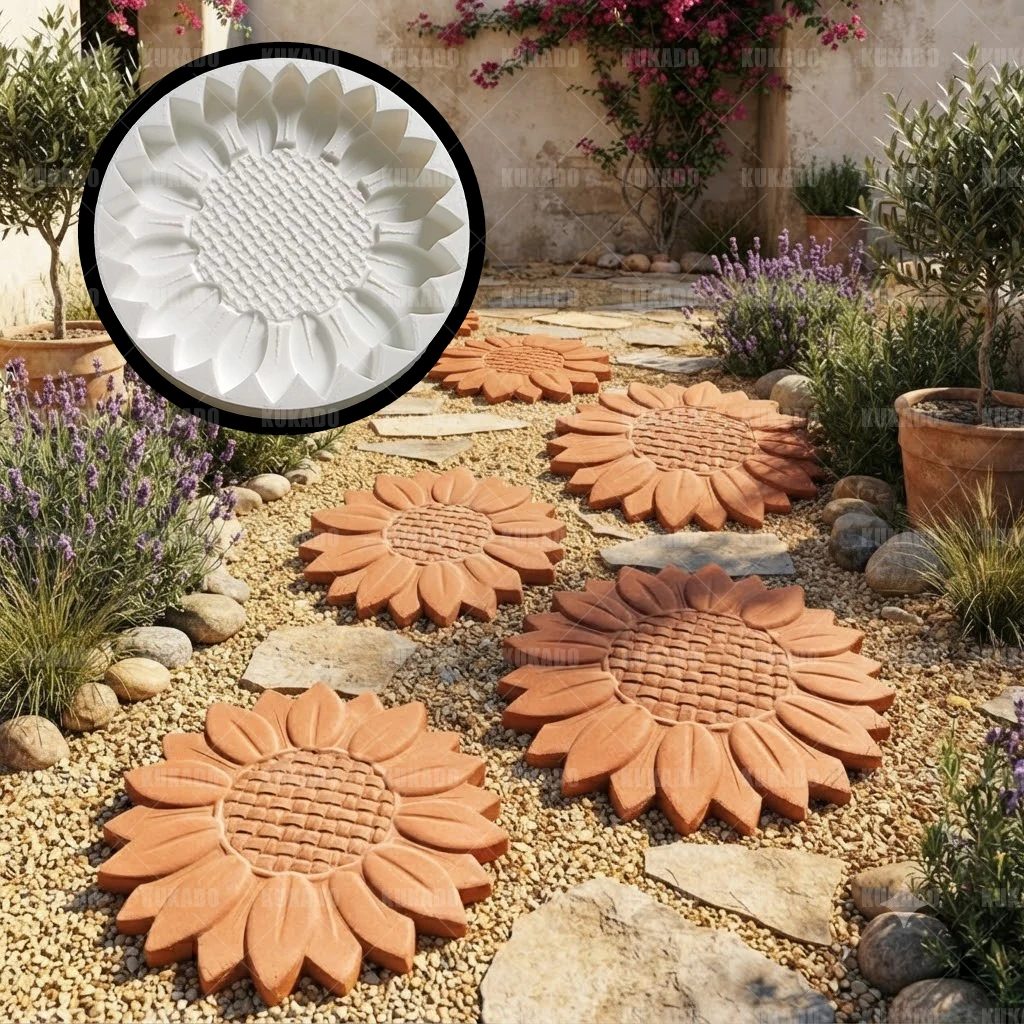 3D Printing Templates Free - 3D Printed Sunflower Concrete Stepping Stone