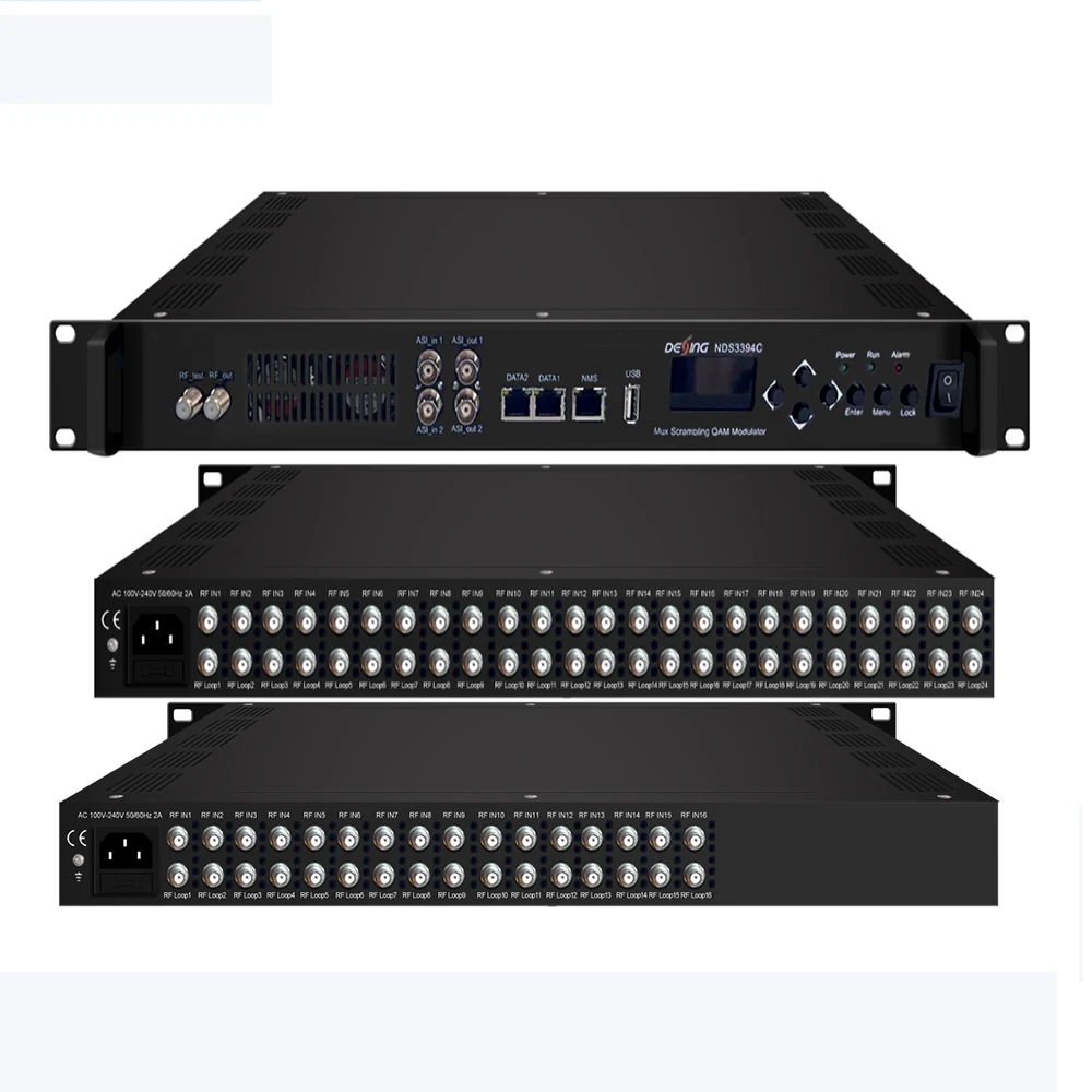 16 24-Inch Digital QAM Modulator ASI FTA Tuner Inputs DVB-C Modulator for CATV Broadcast Systems 1Mux-Scrambling IP ASI Inputs