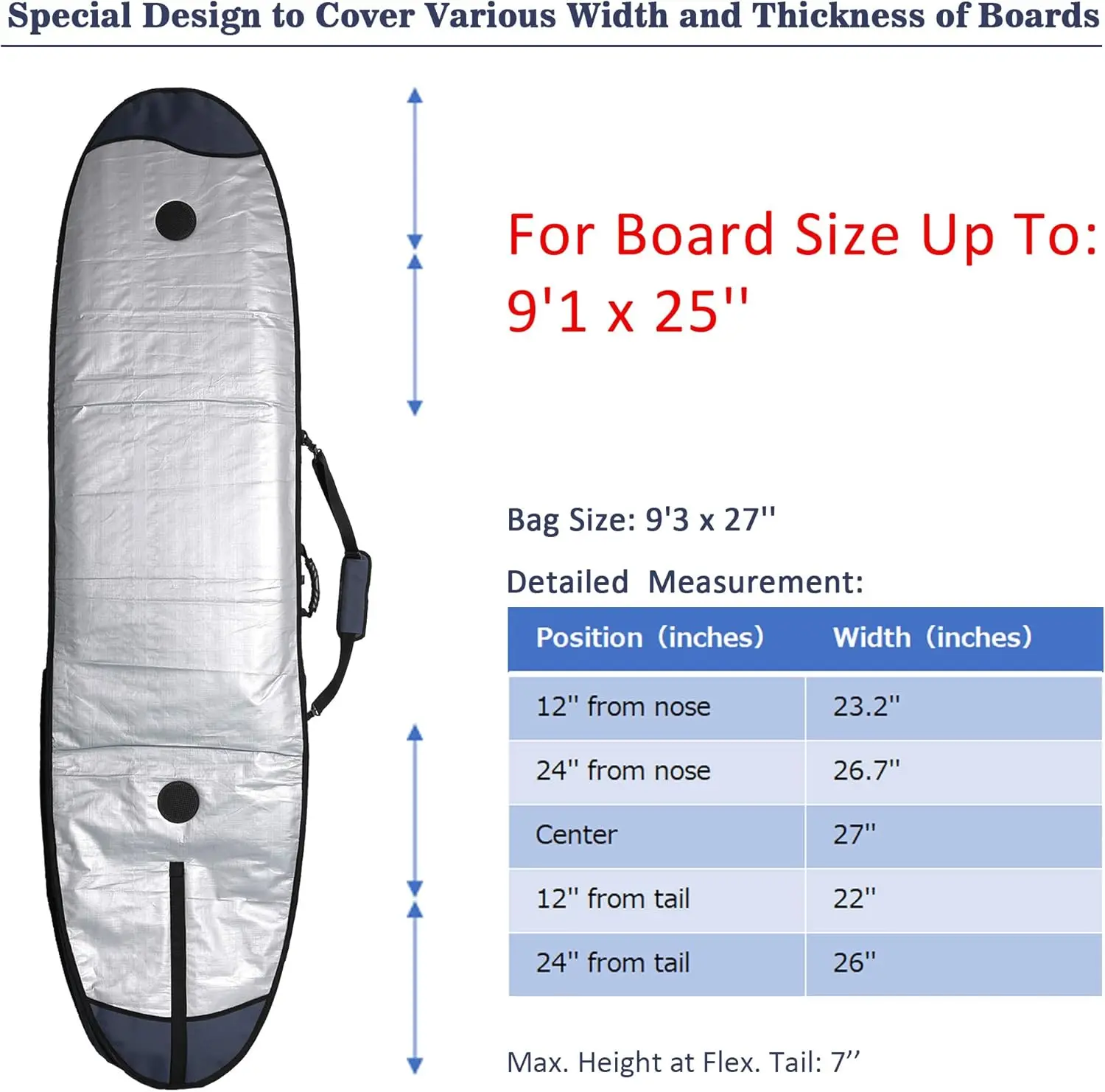 Premium Surfboard Travel Bag, Foam Padded Surf Board Cover, Shortboard Carrying Bags for Surfing, Outdoor, Airplane, Car,