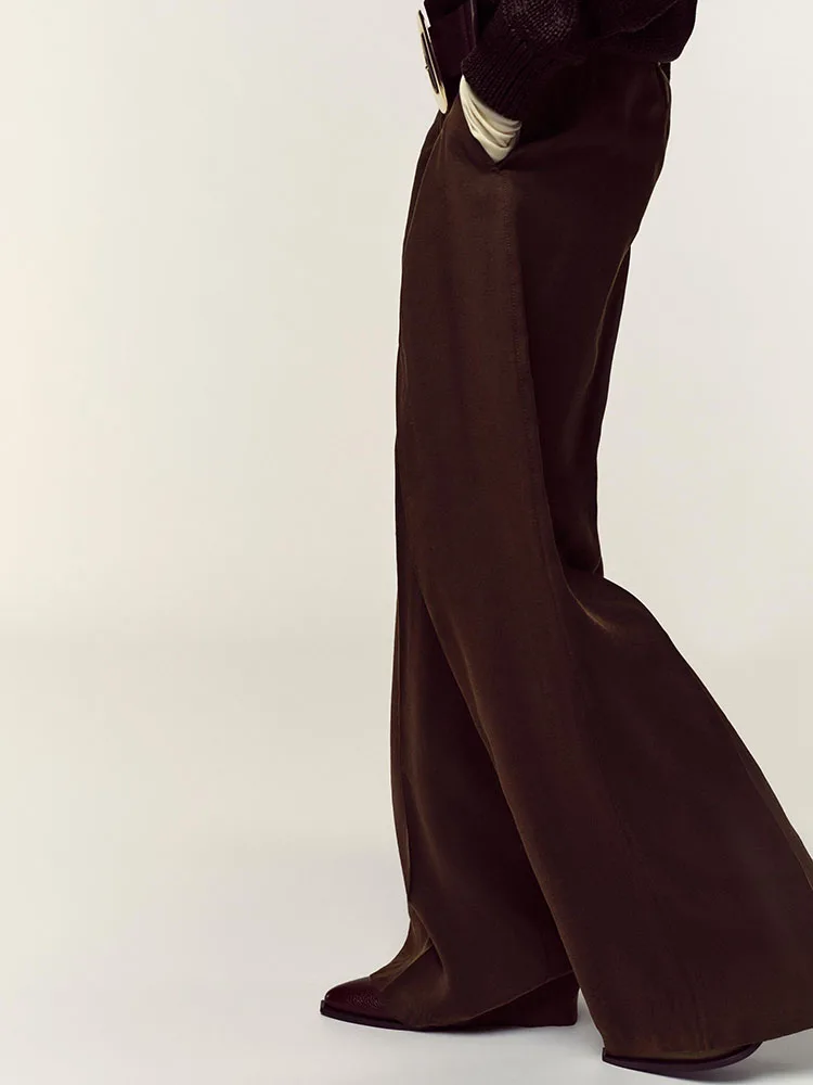 Automne 2025 nouveau taille haute jambe large pantalons décontractés avec ceinture Ele femmes pantalons longs amples dames Premium Faion