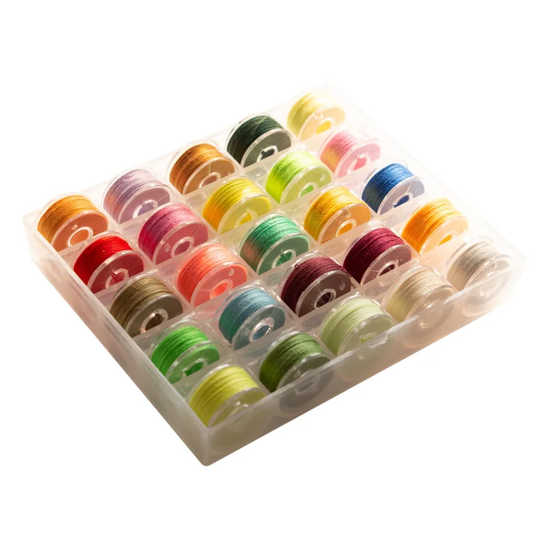 25 Colors Set Bobbin Thread Polyester Thread Spools Sewing Machine Bobbins With Storage Box For Embroidery Sewing Accessories