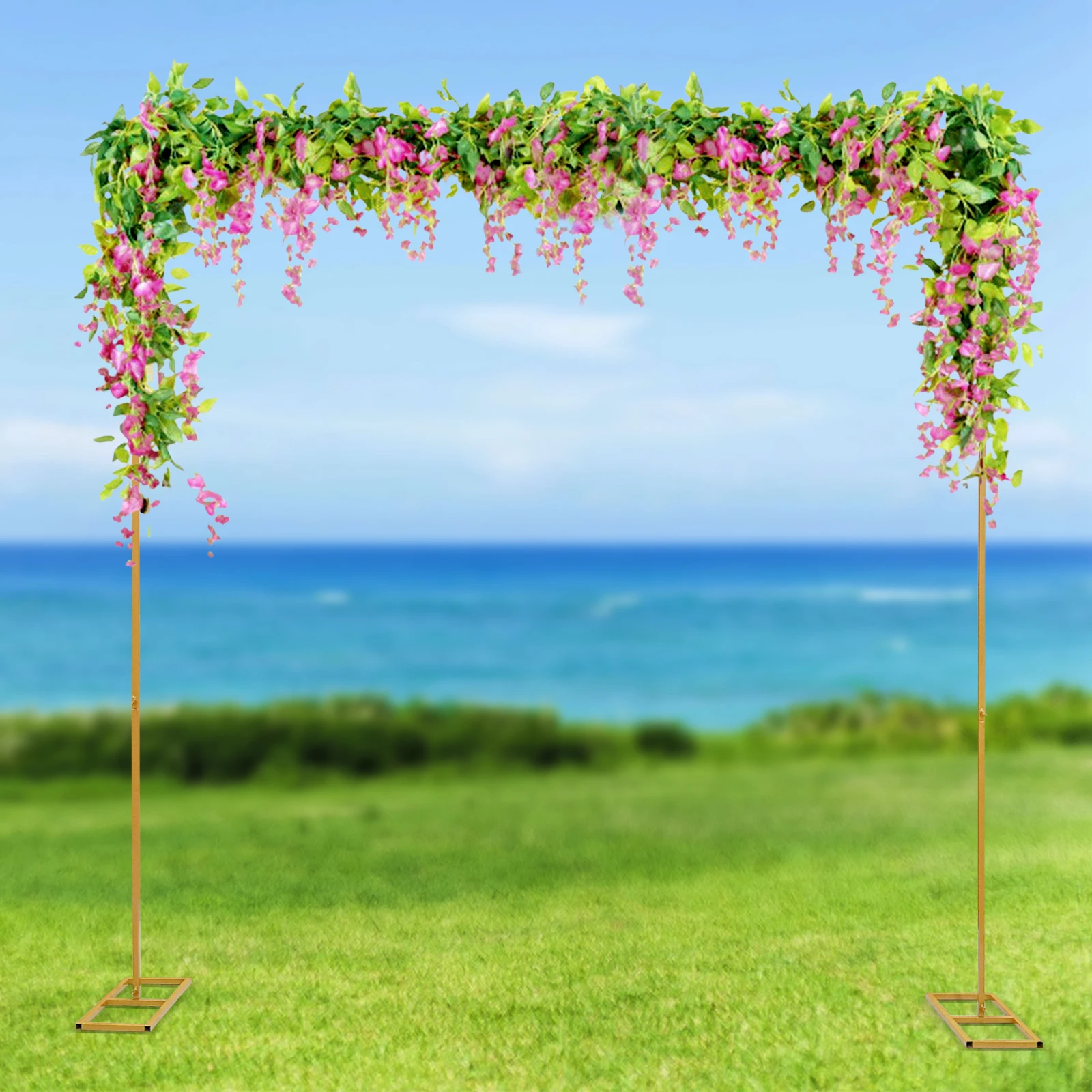 3* 3m Wedding Bracket Square Tube Adjustable Design Metal Flower Stand with Large Base for Anniversaries/Birthday Parties