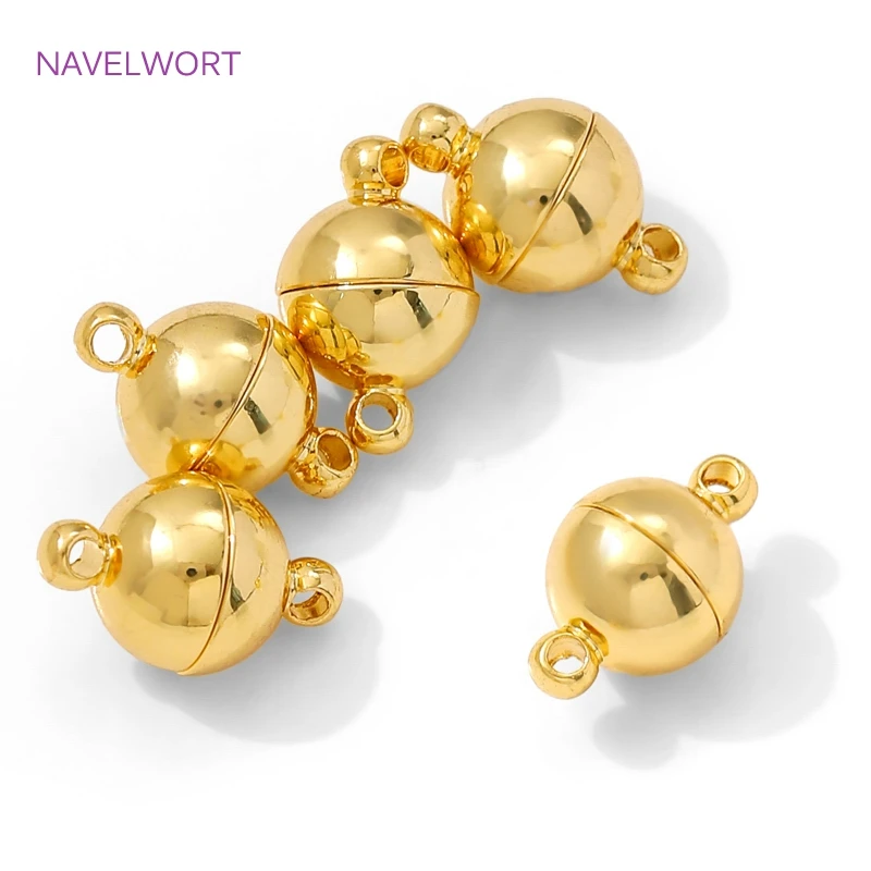 18K vergoldete magnetische Kugelverschlüsse, Messing-Magnet-Endverschlüsse für die Schmuckherstellung, DIY-Armband- und Halskettenzubehör