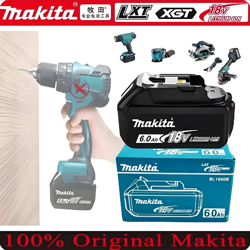 

Original Makita 6Ah for Makita 18V Battery BL1830B BL1850B BL1850 BL1840 BL1860 BL1815 Replacement Lithium Battery