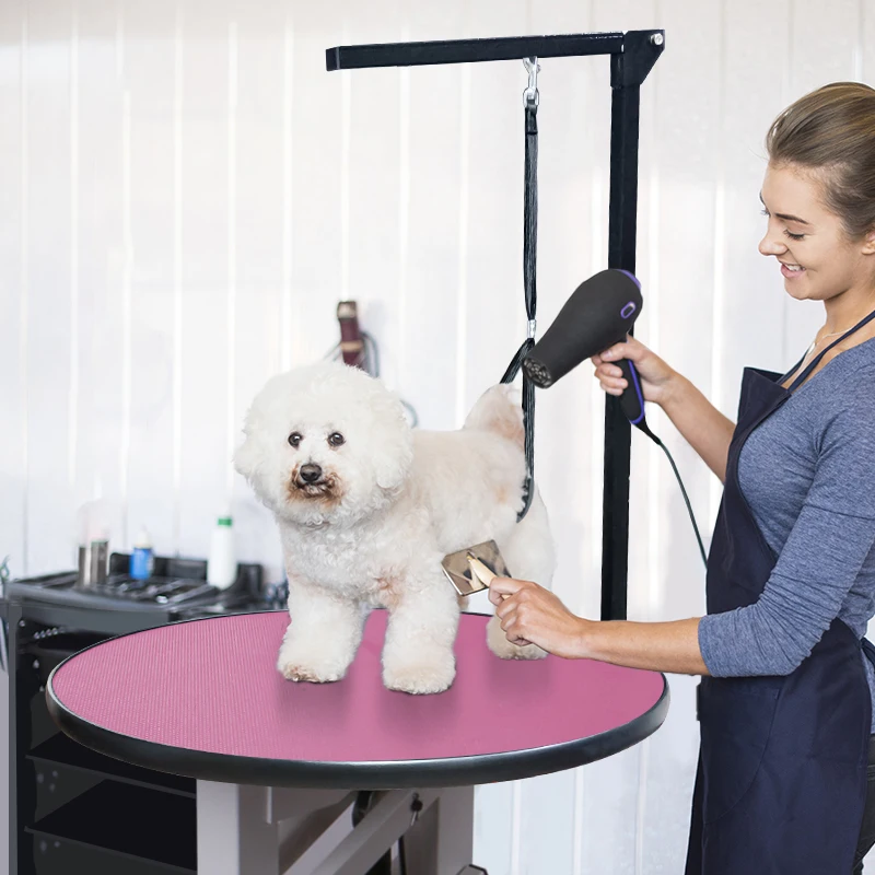 Factory Custom Pedal Activated Circular Hydraulic Pet Grooming Table Set Stainless Steel Wood Iron Material Small Factory Price