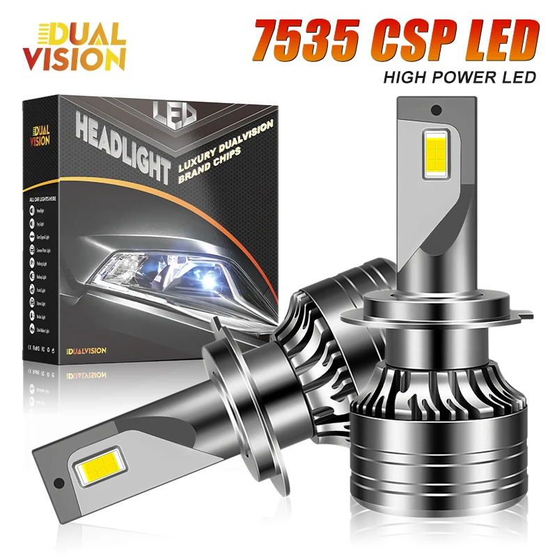 New H7 LED Car Headlight Bulb High-power Dual Copper Tube Fog Lamp 3570 CSP Lamp Bead H1 H4 H8 H7 9005 9006 9012 300W 12V 6000LM