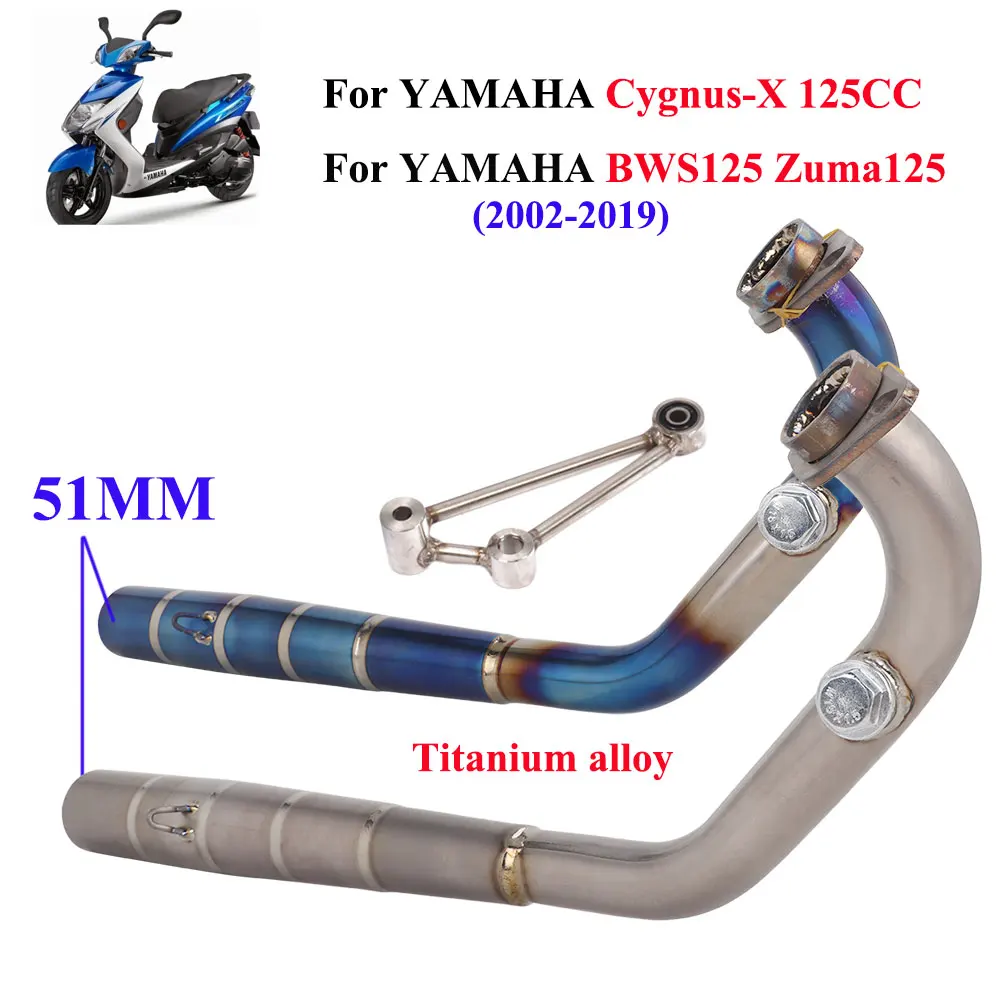 Tubo de escape de aleación de titanio para motocicleta YAMAHA Cygnus X 125cc Zuma 125cc, tubo de conexión frontal, silenciador de escape.