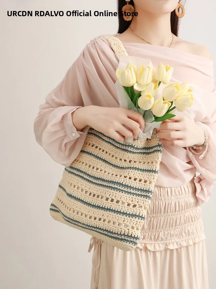 

UR 2025, новинка, большая тканая сумка-тоут Capaci, дорожная корзина Vaion, сумка на одно плечо, сумка для подмышек