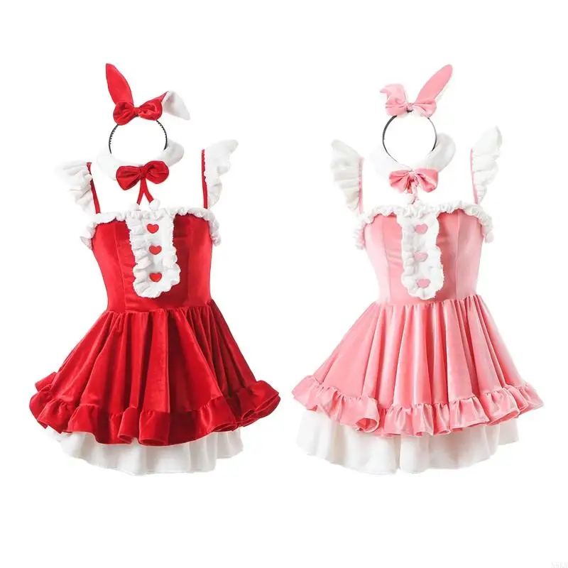 

N5KB Классическая горничная униформа Red Pink Bunne Girl Cosplay Costum