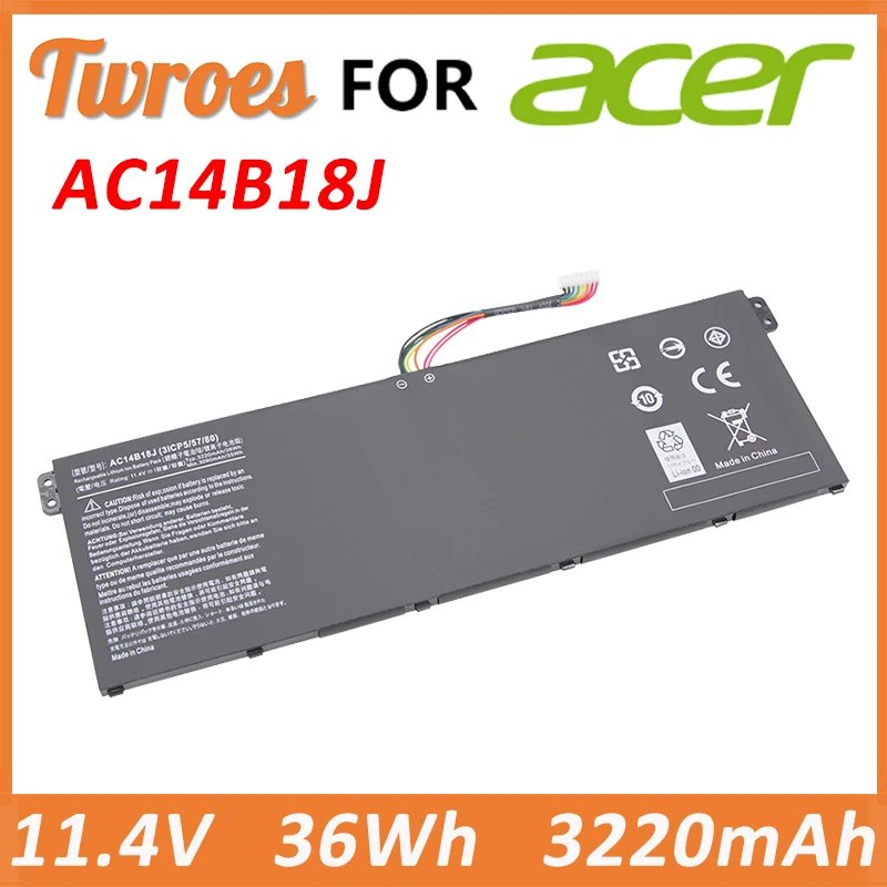 AC14B18J 11.4V 36Wh 3220mAh Laptop Battery For Acer Aspire E3-111 E3-112 E3-112M ES1-531 MS2394 B115-MP EX2519 N15Q3 N15W4 11.4V