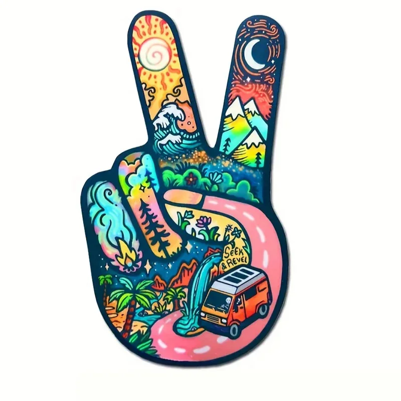 

9x15cm Peace Gesture Sign Car Stickers Funny Waterproof Decal Exterior Decorative Accessories, Used for Car, Motorcycle, Laptop