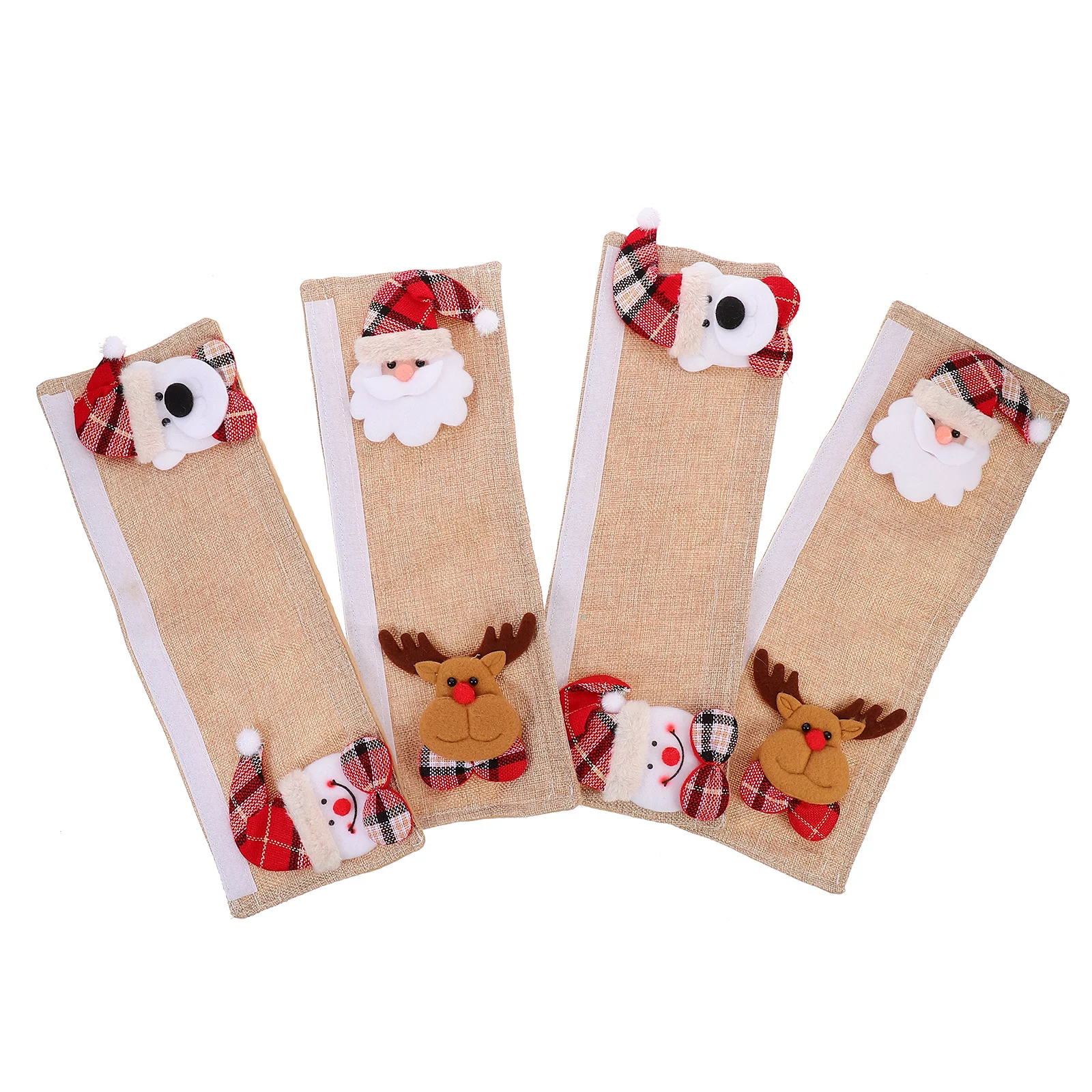 4 قطع من واقيات مقبض الثلاجة وأغطية مقبض عيد الميلاد لأجهزة المطبخ وأغطية الميكروويف لفرن الثلاجة المزخرفة #3