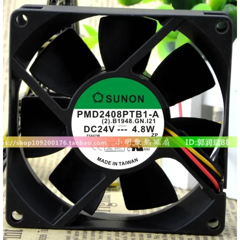 

New Fan For SUNON PMD2408PTB1-A 24V 4.8W 3-wire Dual Ball High Air Volume Frequency Converter Fan 8025 80×80×25mm