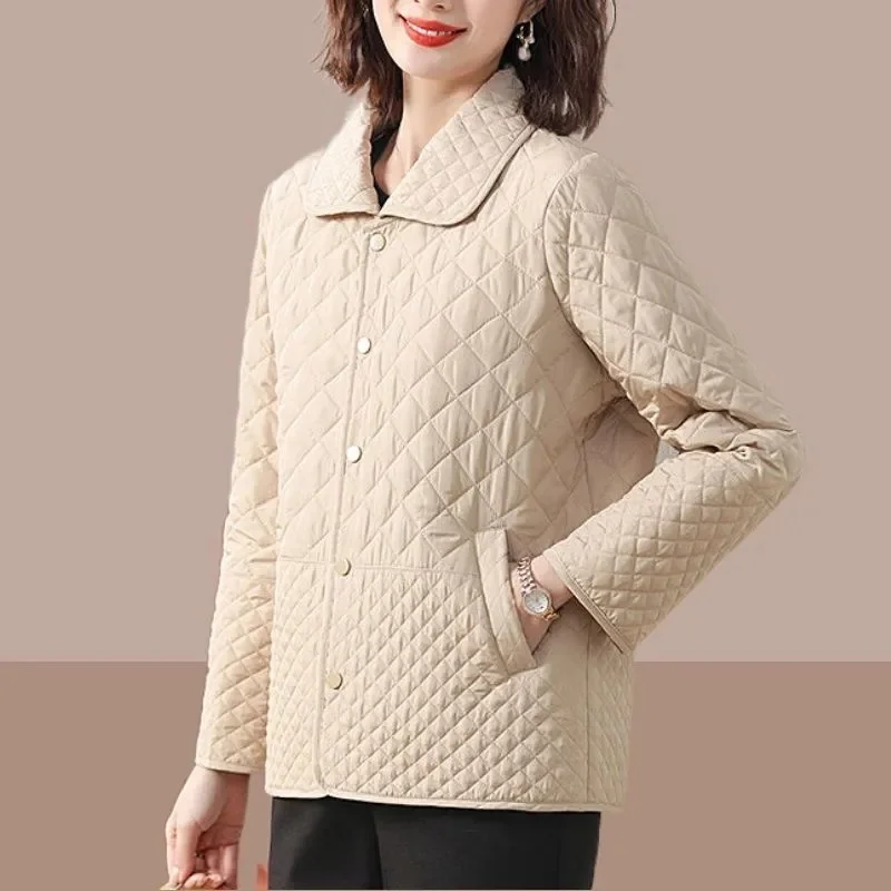 Mom's Outfit Splicing Together Winter Outwear Ladies Fashion Short ParkaTops Coat Spring Autumn Female Lingge Puffer Jacket