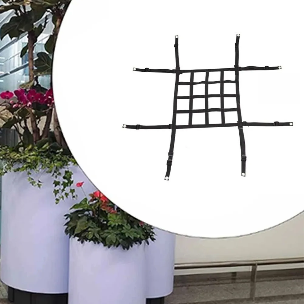Adjustable Flower Pot Insert Net with 8 Stainless Steel Hooks and Thick Rope for Large Tall Plant Containers and Pots