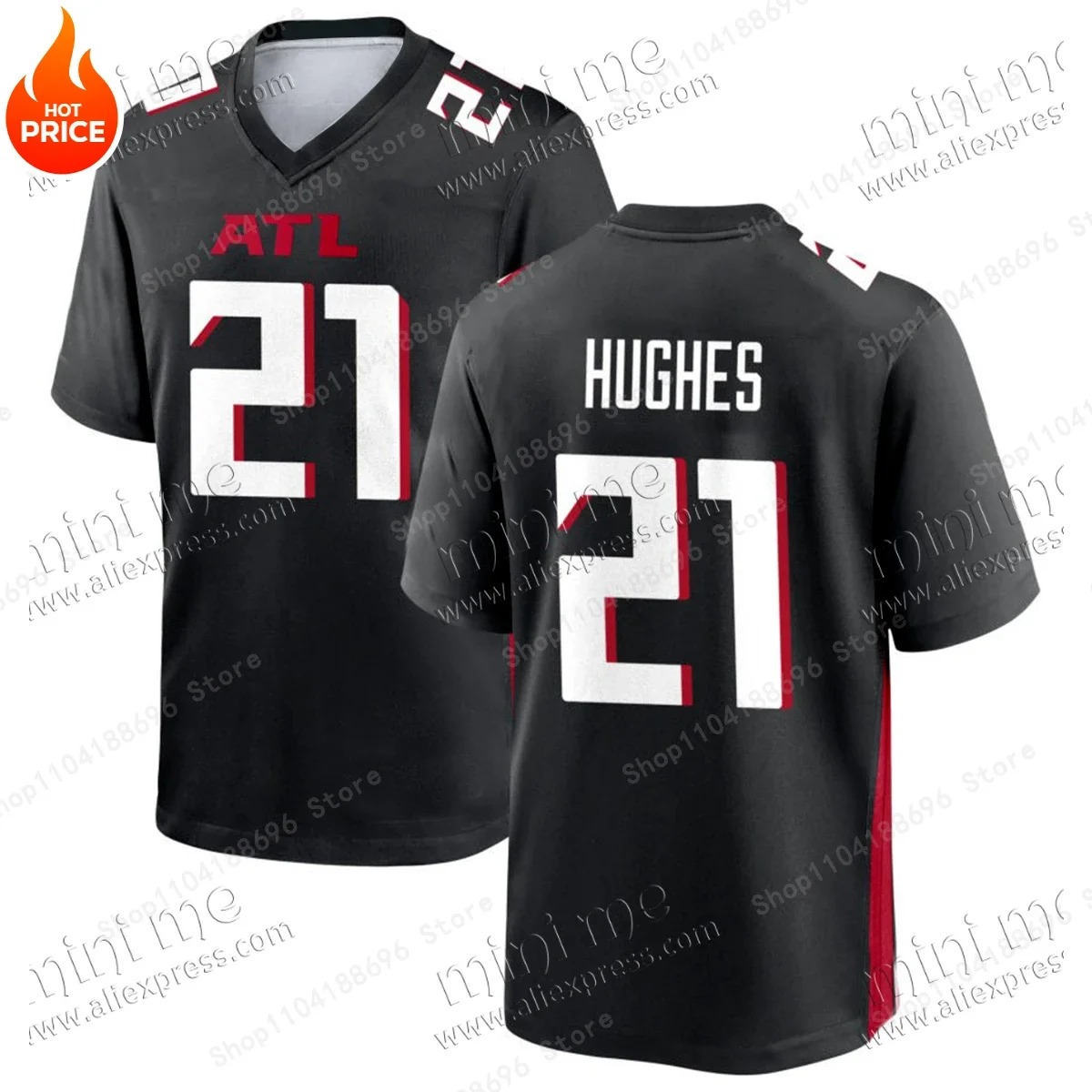 205 Summer Popular Team Football Jersey Atlanta Falcons Jersey Black T-shirt Fashion Loose Breathable Sweat-absorbing T-shirt