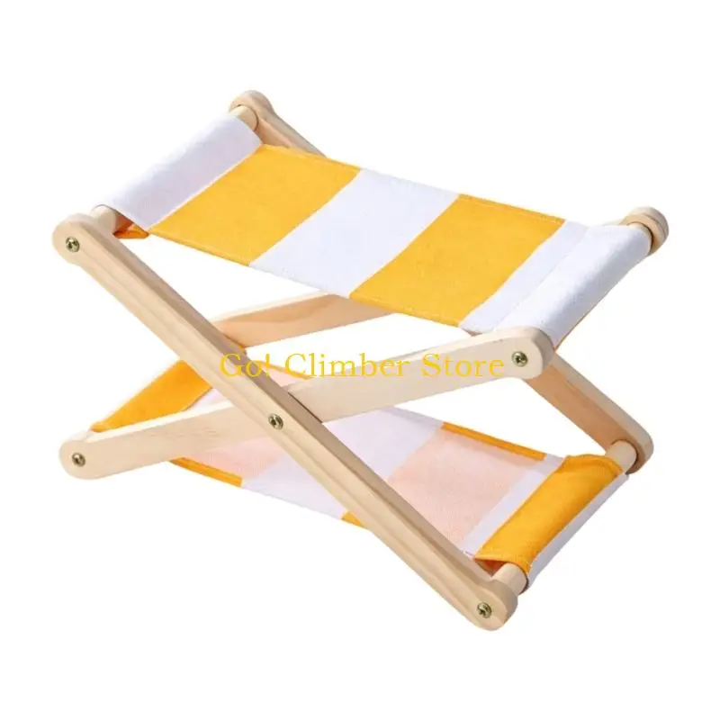 Q84C Folding Headrest Pillow for Camping and Shore Breaks, Canvas Beach Rest Support with Wood Base and Textured Cloth