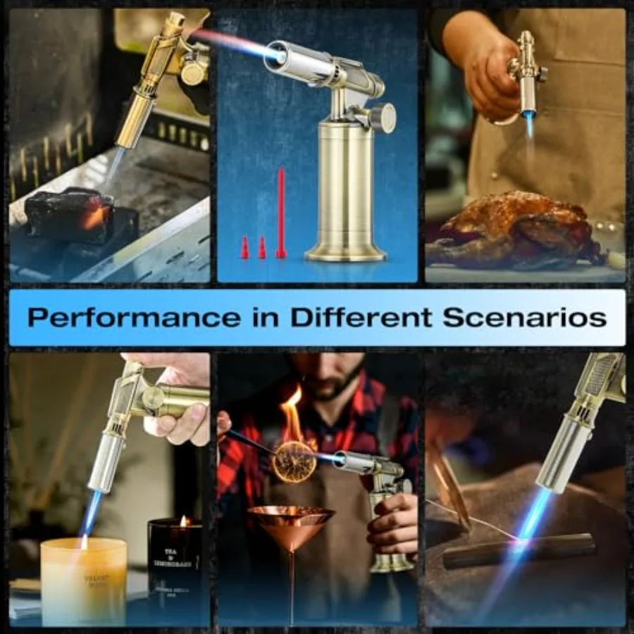 Butane TorchMini Kitchen Torch Lighters Butane Refillable with Adjustable Flame and Rotating Safety Loceal for BBQ Home Baking