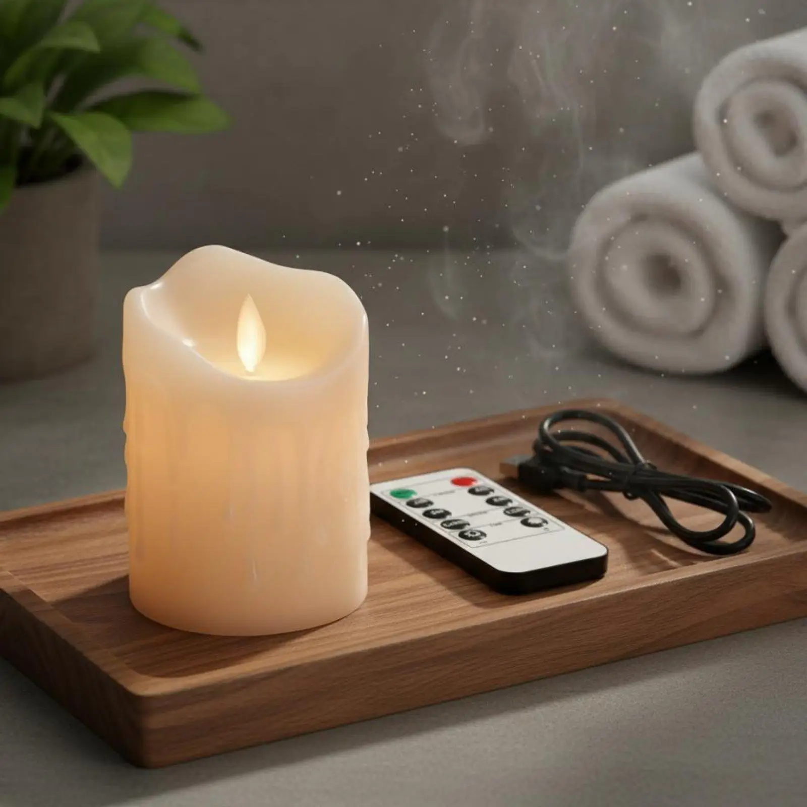 LED Candle for Use as a Swinging Pillar Candle, Adjustable Brightness