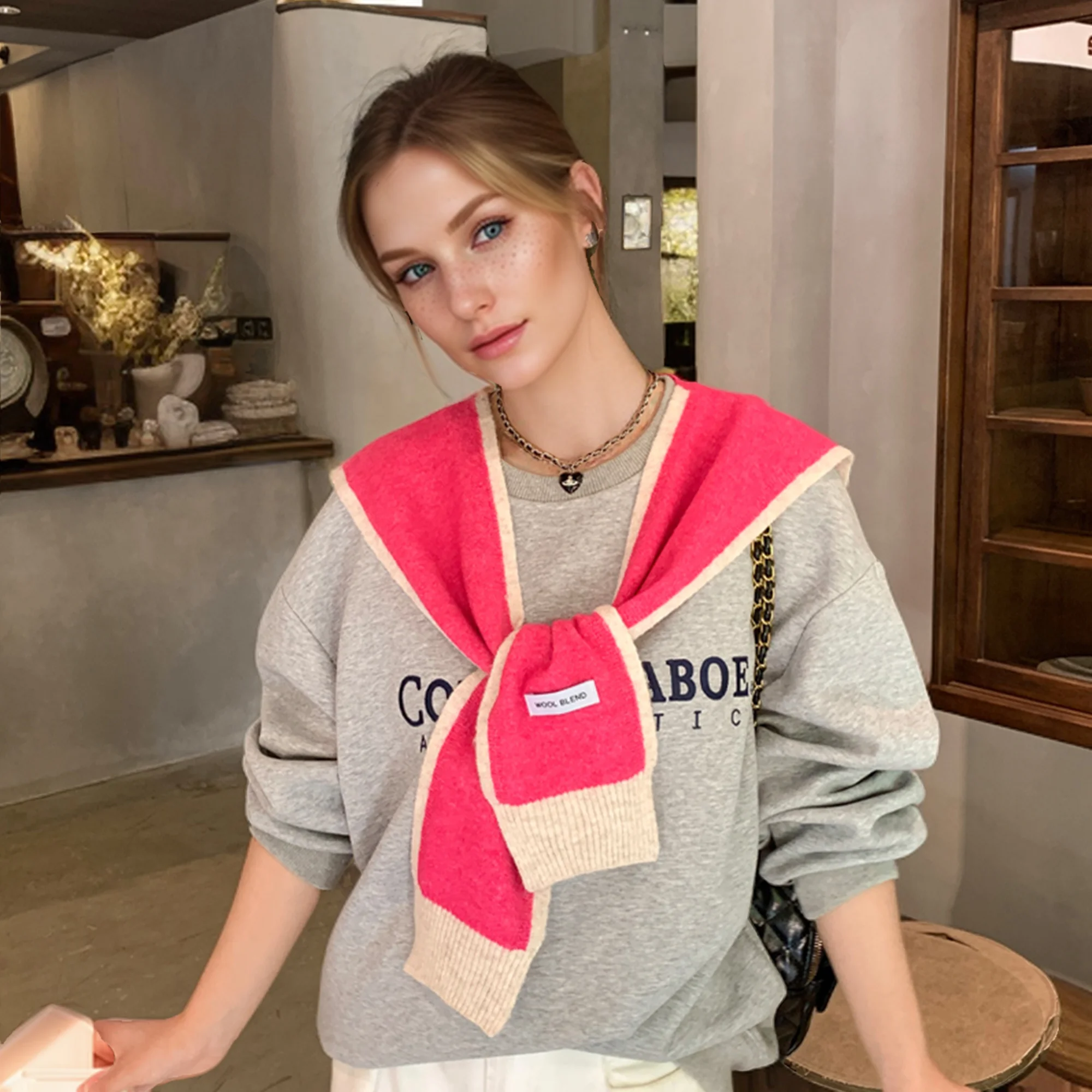 

Новая вязаная шерстяная шаль, женская осенне-зимняя уличная одинаковая темпераментная шаль, модный универсальный дорожный теплый шарф