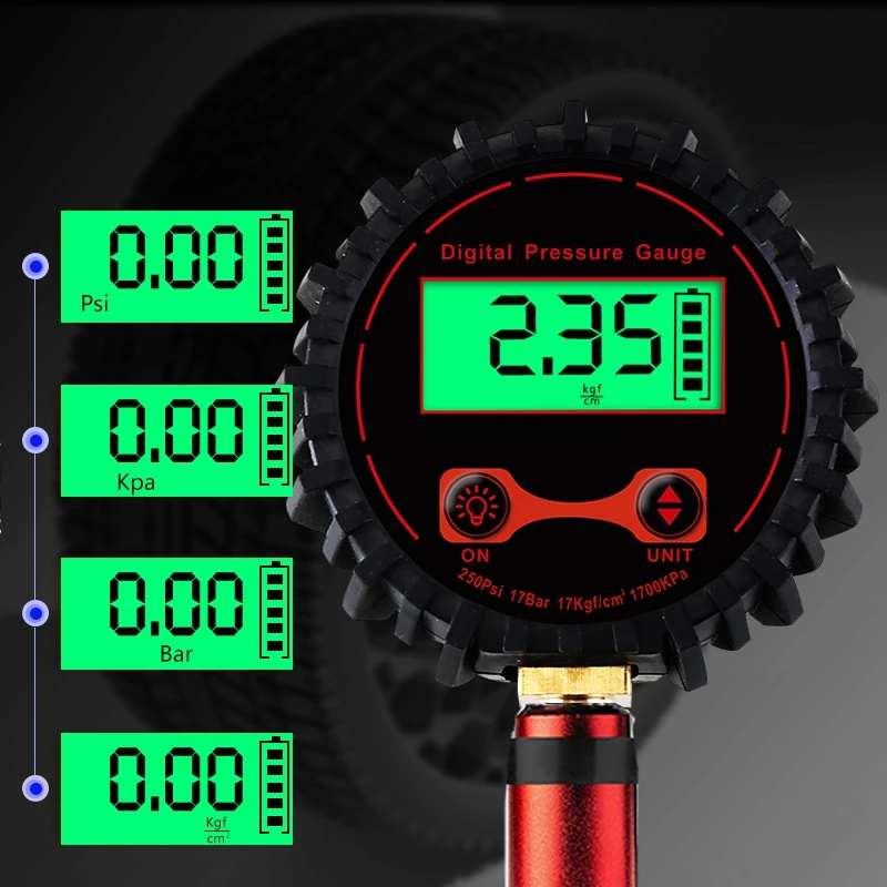 Digital Car Tire Air Pressure Inflator Gauge + Lcd Display LED Backlight Vehicle Tester Inflation Monitoring