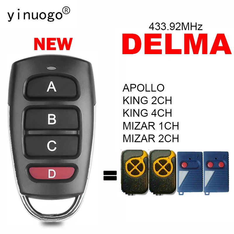 DELMA MIZAR 1CH / 1CH Garage Door Remote Cloning Replacement Keychain, For Garage Door Remotes, 433.92MHz