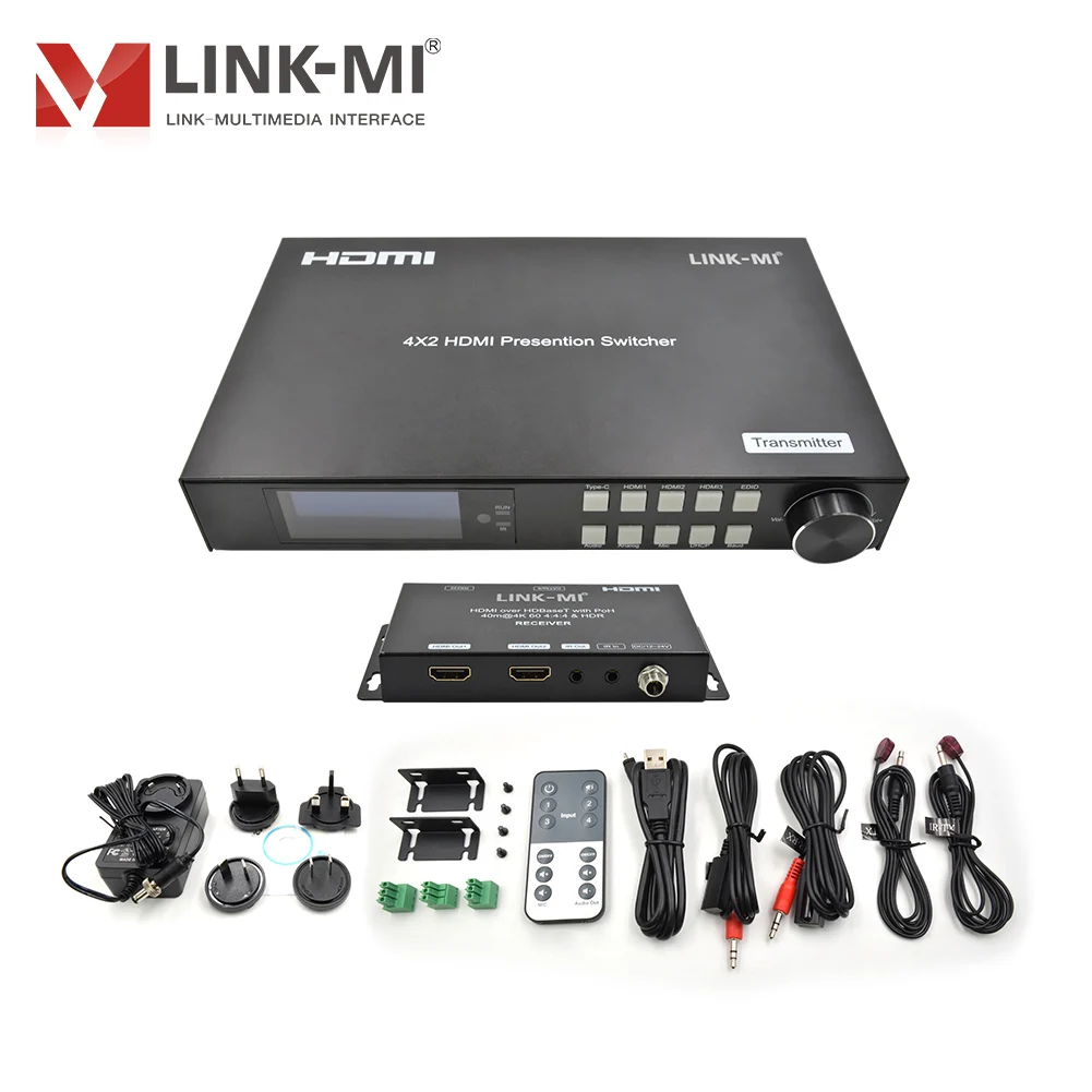 HDMI 스위치, 4K@60Hz, 18Gbps, 70m, USB-C, 65W 전원 충전, IR, RS232 및 IP, POC 홈 시어터 프로젝터 회의실용