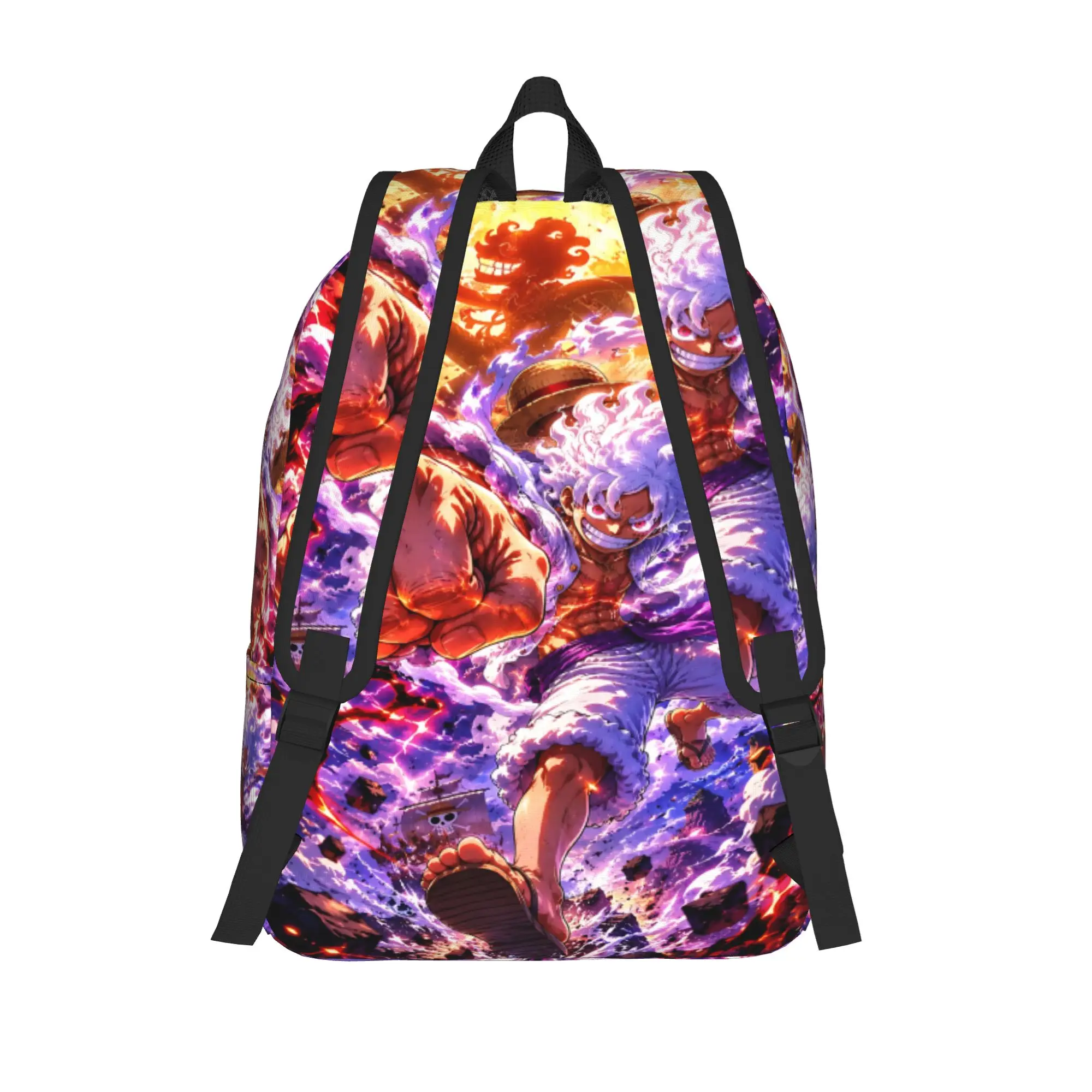 Fashion One Piece Anime LUFFY Gear 5 Backpack Shonen anime Mochilas Snack Storage Campus Zipper Closure Rucksack