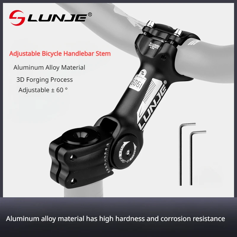 Adjustable Bicycle Handlebar Stem Variable 60 Degree Angle MTB Bike Riser Ultralight Aluminum Alloy Front Fork Stem Adapter