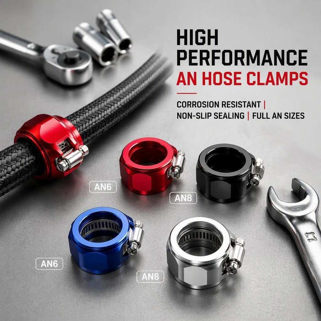 2Pcs AN4-AN12 Multiple Colors Aluminum Hose Finisher Clamp Anti-Leak Clip for Fuel Oil Water Line Car &Motorcycle Modification