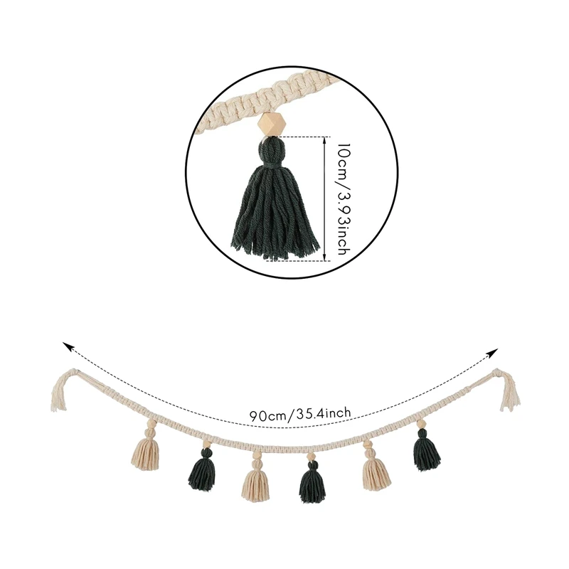 Macrame Woven Tassel Garland Basket Decorative Wall Hangings Wall Pediments For Boho Home Decor,Nursery Room(3 Pack)