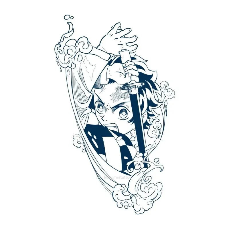 

Demon Slayer Herbal Juice Temporary Tattoos Anime Durable Kimetsu No Yaiba Cartoon Realistic Waterproof Fake Tattoo Sticker