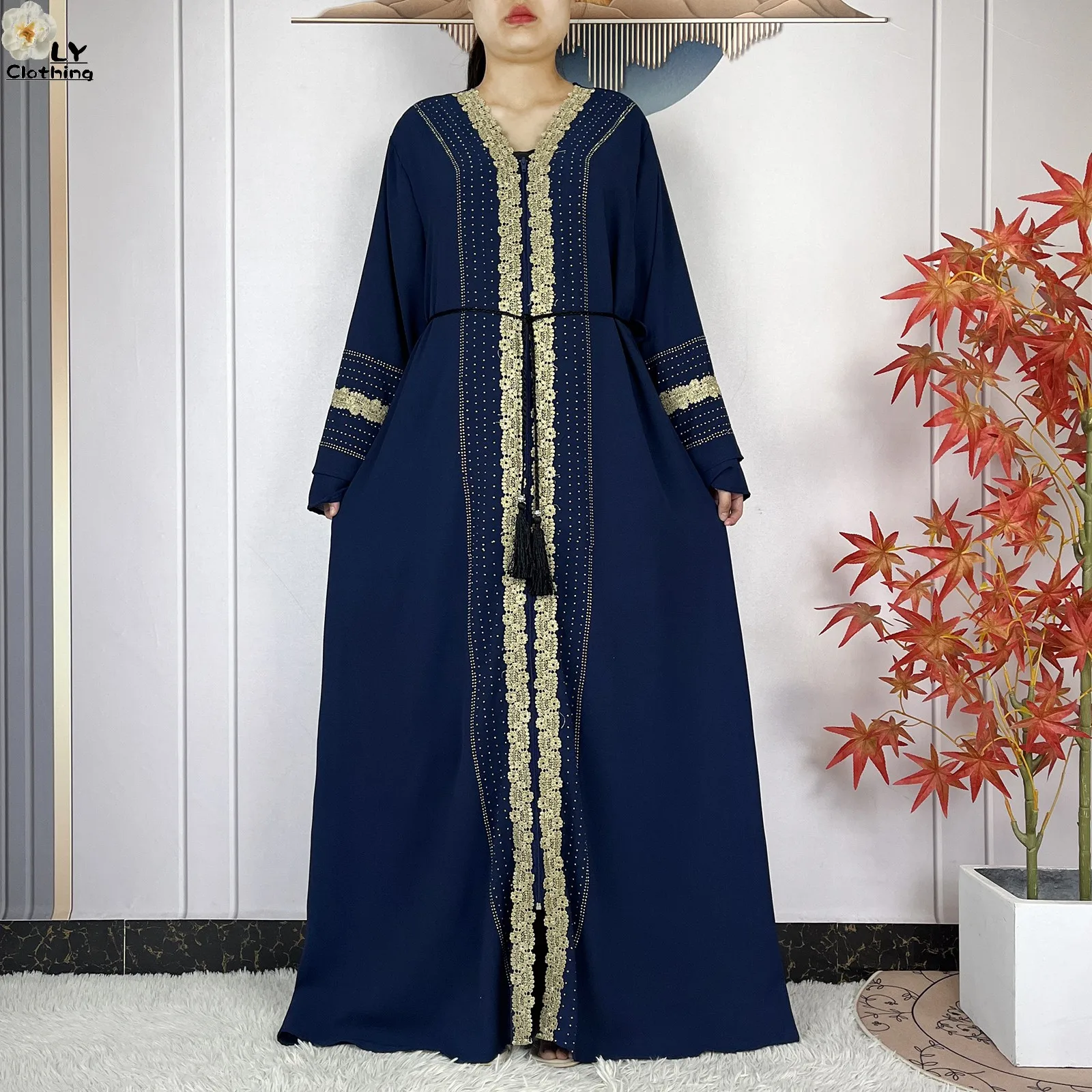 2025 New Dubai Lady Elegant Dress Chiffon Open Abaya Fashion Women Dress Islamic Clothing Women Evening Party Dress With Scarf