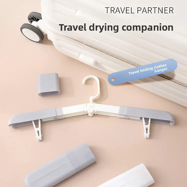 2PCS Mini Foldable Travel Clothes Hanger Portable Anti‑Slip Hanger with Clips Light‑Weight Drying Rack for Trip Camping Vacation