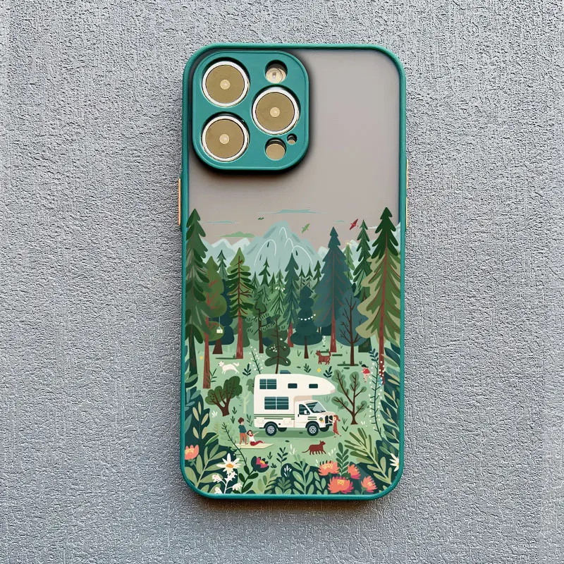 Waldlandschaft Reise Freizeitfahrzeug Handyhülle für iPhone 16 15 14 11 12 13 Mini Pro Max X XR XS 17 16 Plus Funda – Detail 5
