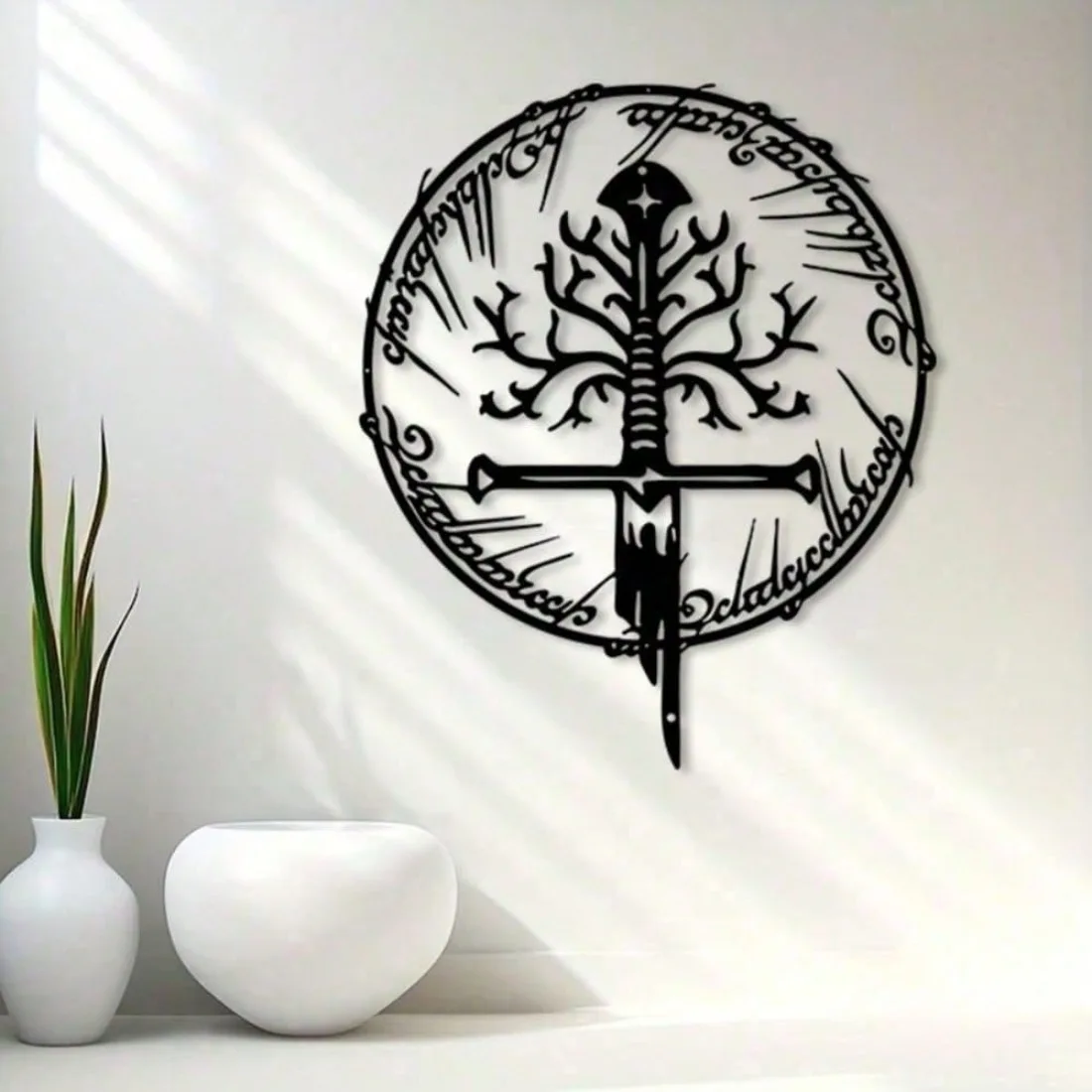 Arte de Pared con Espada Inspirada en El Señor de los Anillos, Decoración Metálica Vintage de Fantasía Resistente a la Intemperie para el Hogar, Regalo