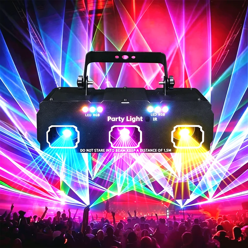 Party lights - DJ disco lights, 3D pattern strobe lights, DMX512 sound sensing, KTV, club, family gathering atmosphere lights