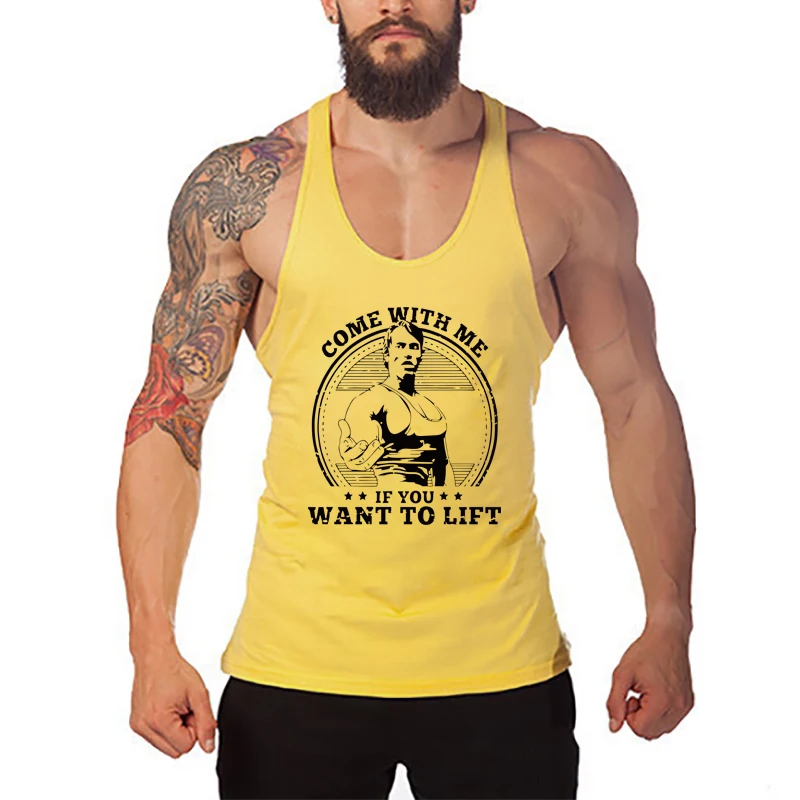 Come with Me If You Want To Lift Arnold Profession Bodybuilding Stringer Tank Tops Mens Y Back Gym Singlets Cotton Fitness Shirt