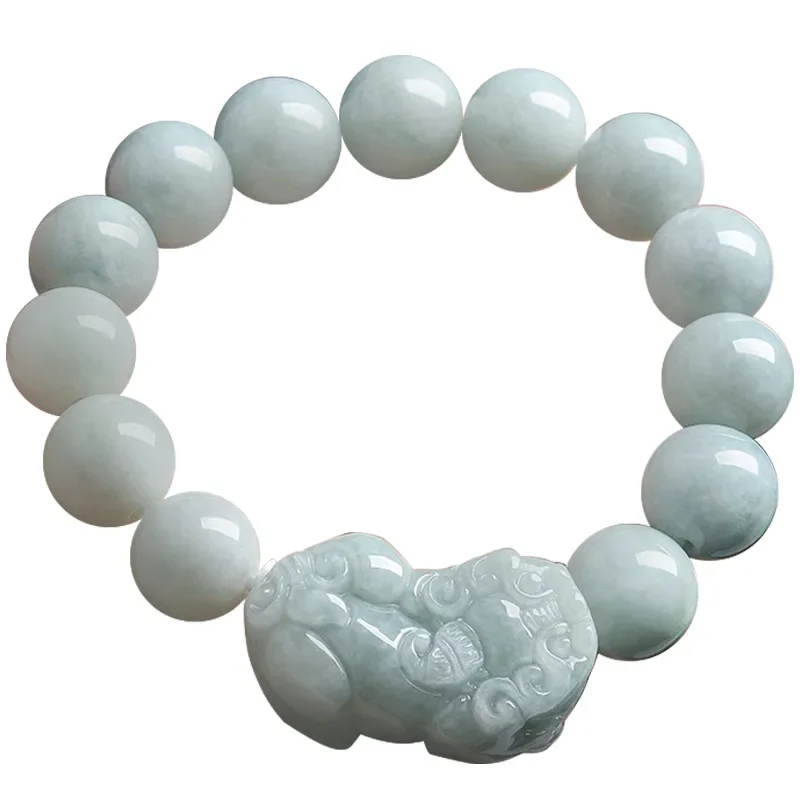 

Burmese Jade Pixiu Bracelets Gifts Fashion Beaded Charms Vintage Amulets White Jadeite Bracelet Natural Women Jewelry Gemstones