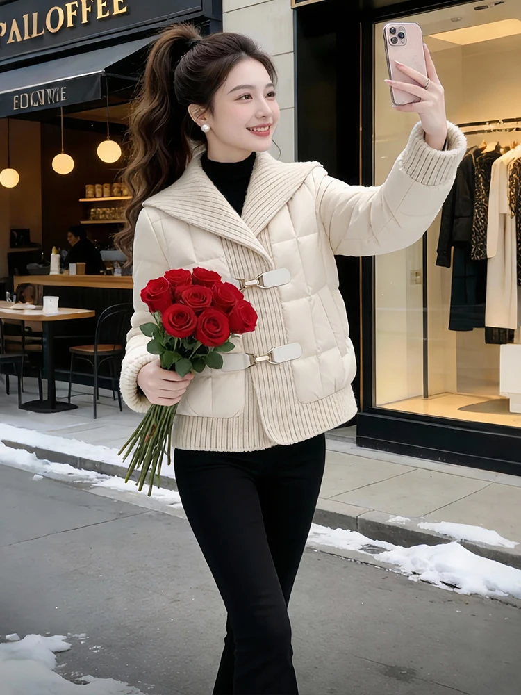 Warm Toned Fce Gefütterte Thiened Damen Daunenbaumwolle Jaet Unique Beautiful Sle Commute Korean Loose Fit Long Sve